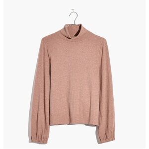 Madewell Heathered Ribbed Turtleneck Balloon Sleeve Sweater Tee Size Small Pink
